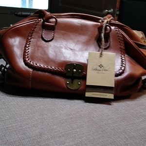 Patricia Nash tan Kavala satchel. Used once. Dust cover included